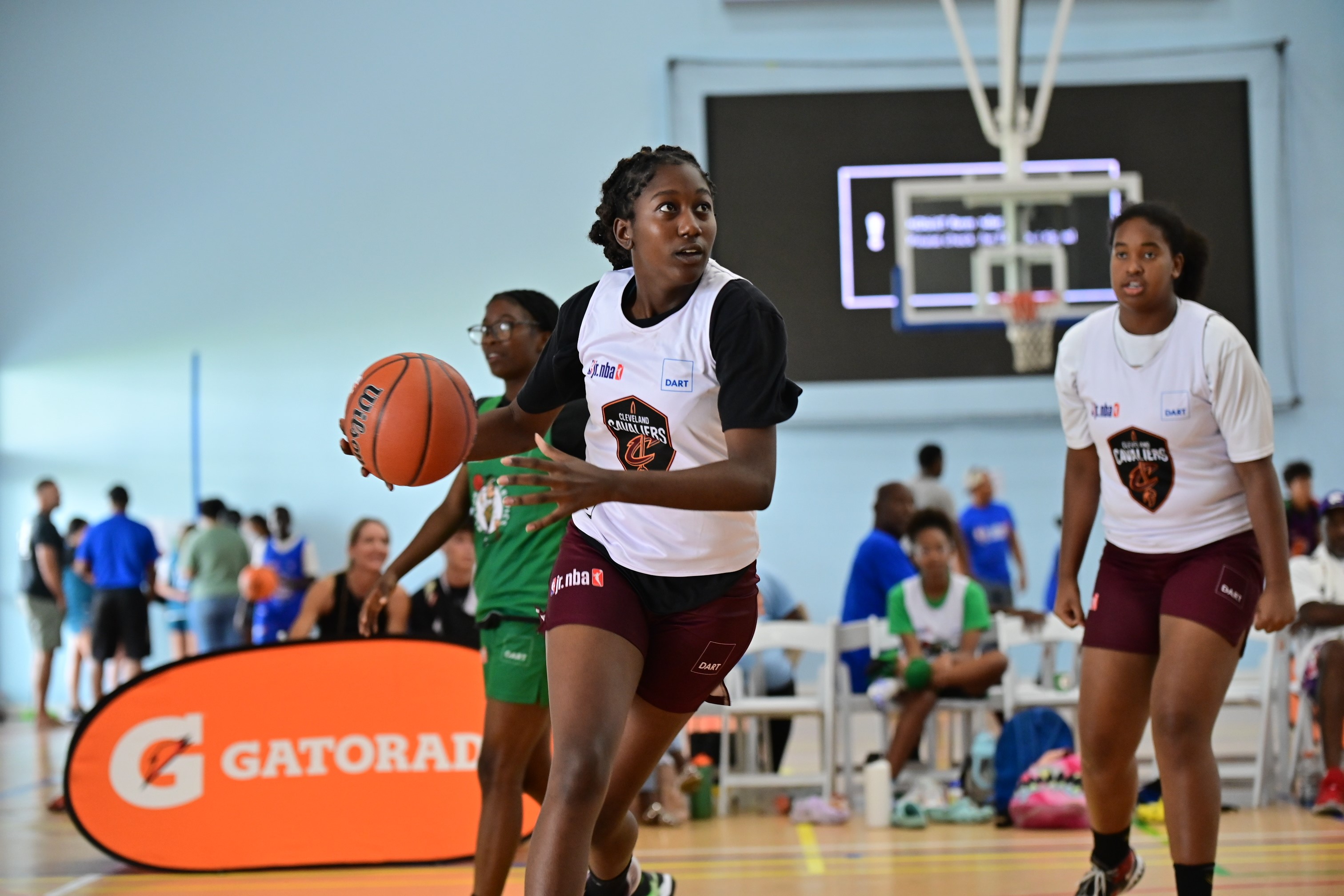 Girls playing basketball