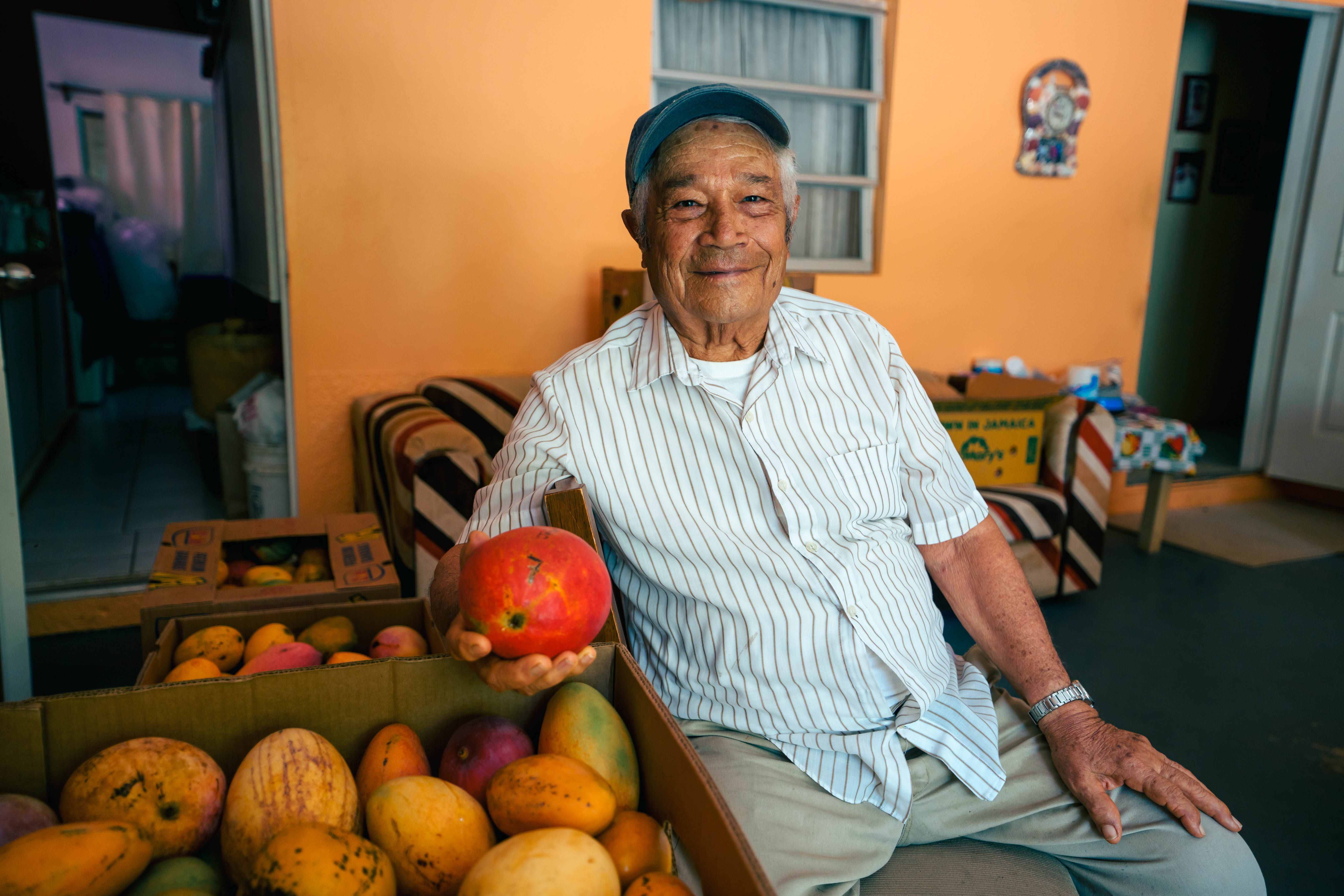 farmer Willie Ebanks with mangoes
