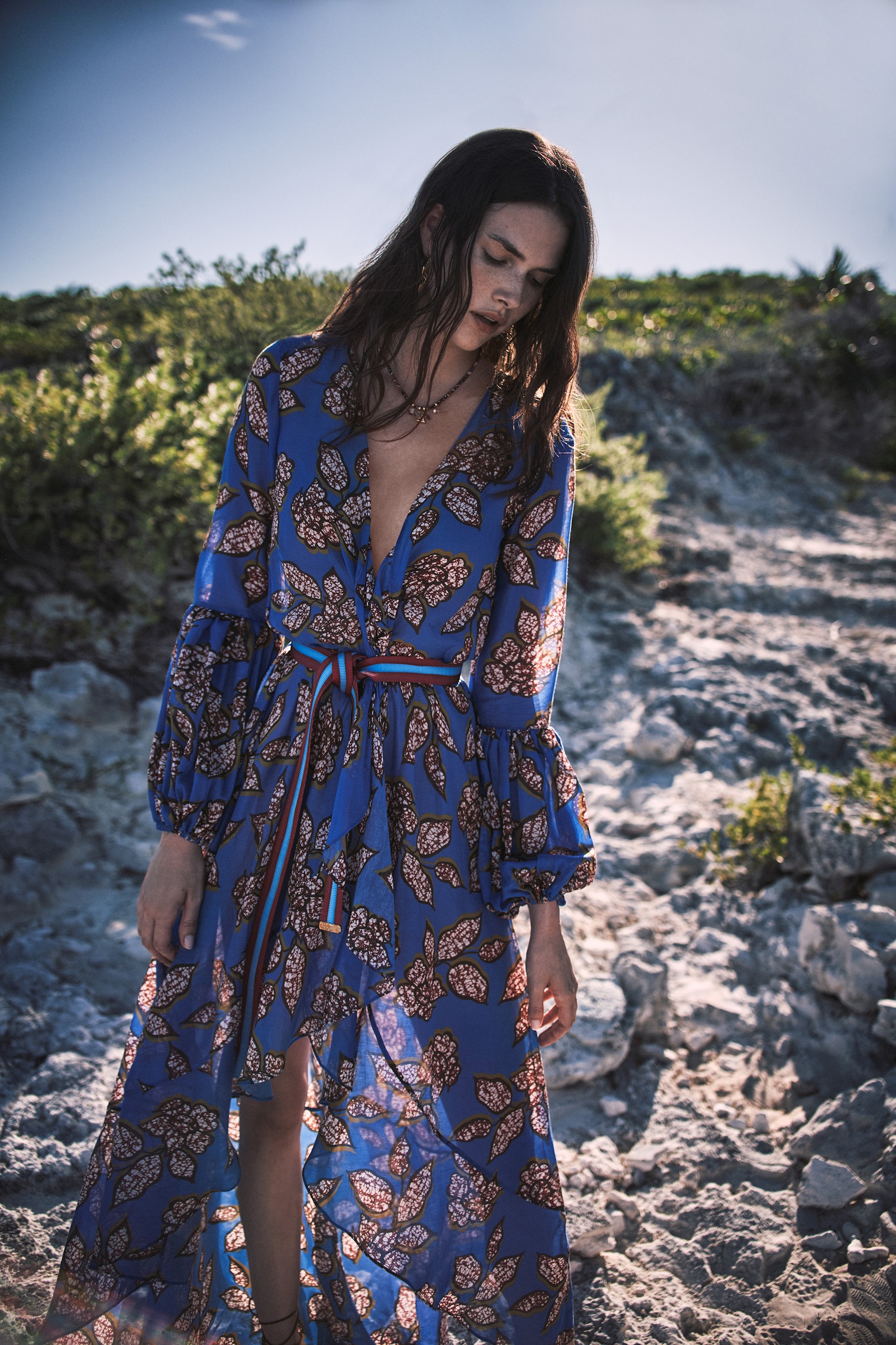 model in floral dress