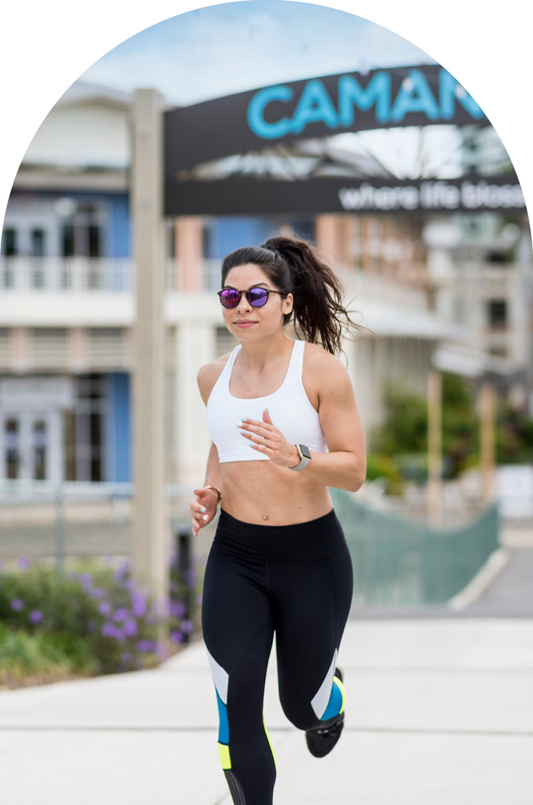 Lady running on the rise